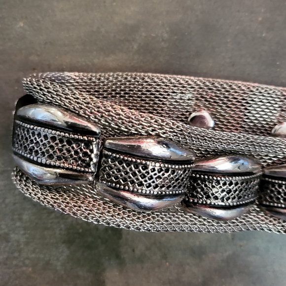 Vintage silver stainless wire mesh belt 32 - Picture 4 of 6